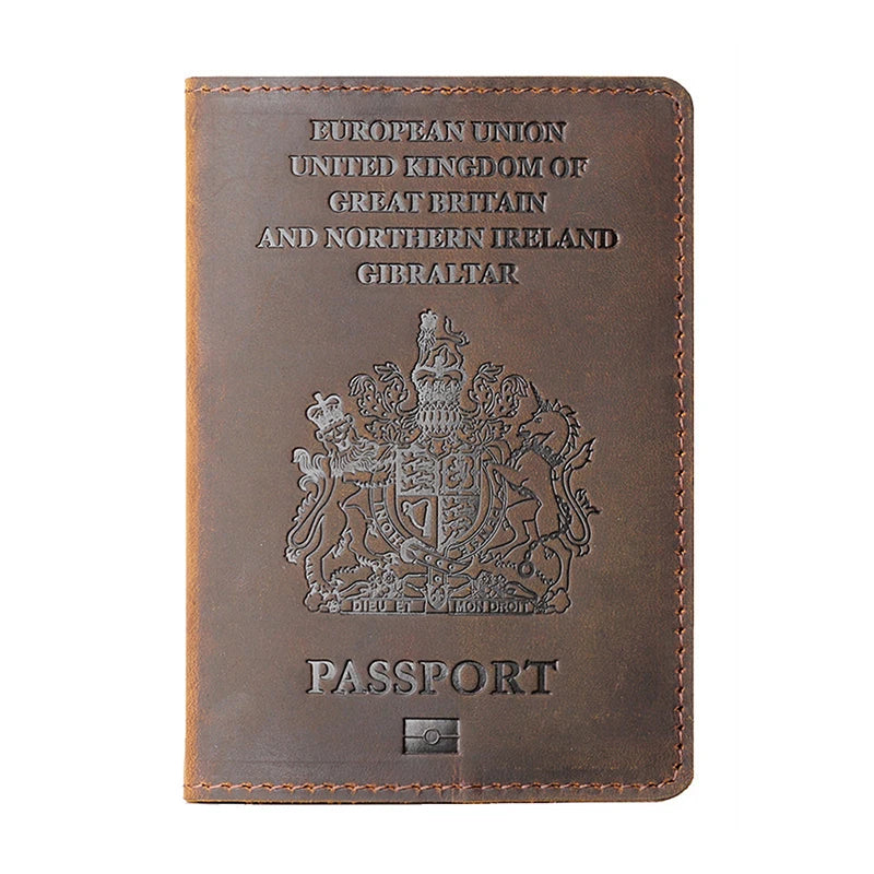 Personalized UK Passport Holder - Engraved Leather Travel Wallet