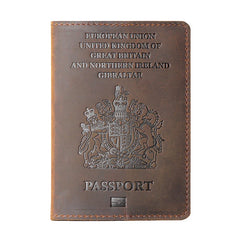 Personalized UK Passport Holder - Engraved Leather Travel Wallet