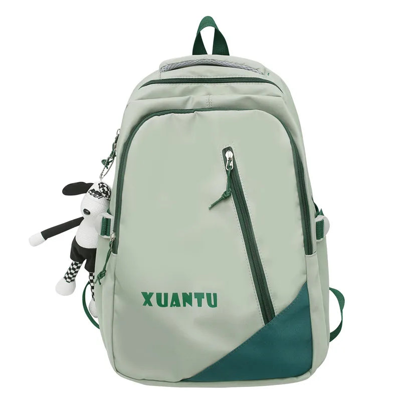 Waterproof Nylon Large School Backpack Unisex Women Shoulders Schoolbag