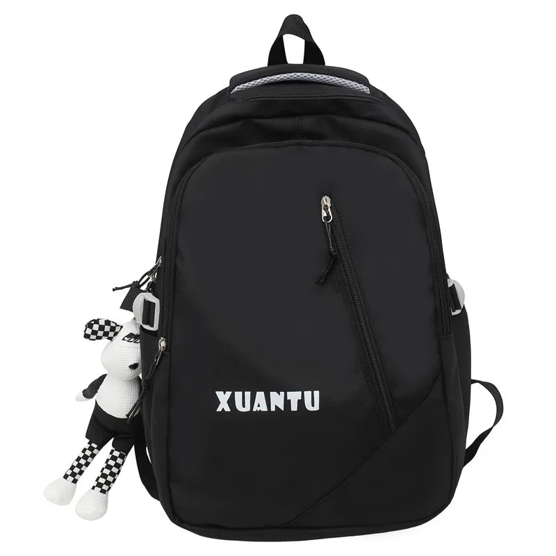 Waterproof Nylon Large School Backpack Unisex Women Shoulders Schoolbag