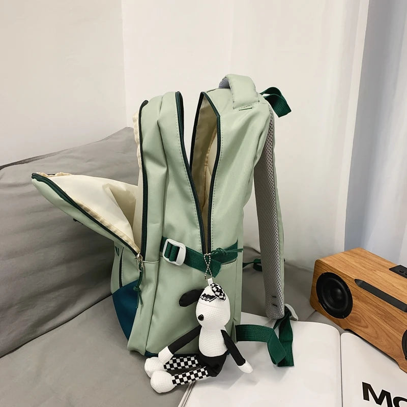 Waterproof Nylon Large School Backpack Unisex Women Shoulders Schoolbag