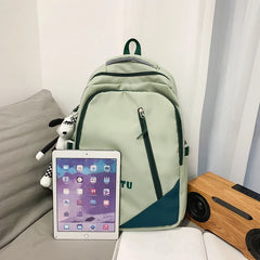 Waterproof Nylon Large School Backpack Unisex Women Shoulders Schoolbag