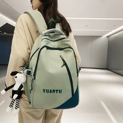 Waterproof Nylon Large School Backpack Unisex Women Shoulders Schoolbag