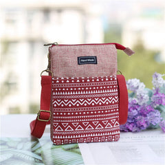 Ethnic Style Large Screen Women Mobile Phone Bag Canvas Multi-layer