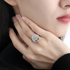 925 Silver Tree of Life Adjustable Ring Men Women Tree of Life Silver Ring