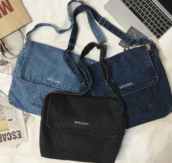 Denim Shoulder Bag Canvas Messenger Crossbody Bag
