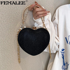Heart Shaped Evening Clutch Diamonds Wedding Tote Bag