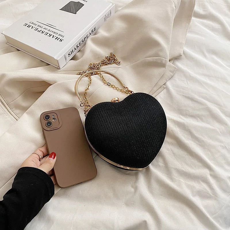 Heart Shaped Evening Clutch Diamonds Wedding Tote Bag