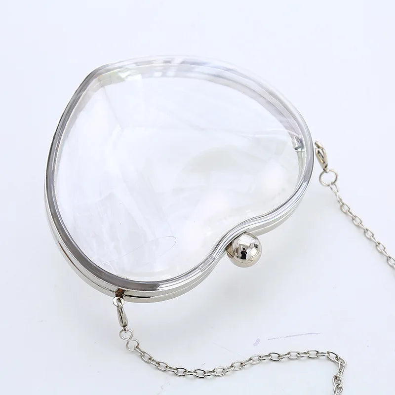 European Acrylic Women Handbag Heart Shape Crossbody Shoulder Bag