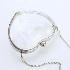 European Acrylic Women Handbag Heart Shape Crossbody Shoulder Bag