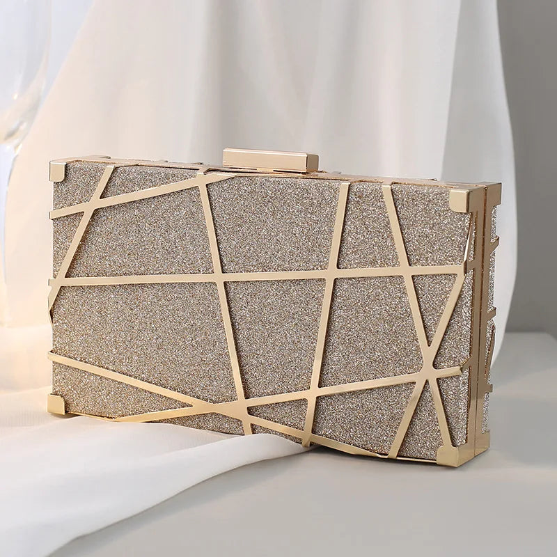 Glitter Evening Bag Wedding Clutches Bling Chain Shoulder Bag