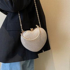 Evening Bags Chain Rhinestone Shoulder Bag Heart Small Crossbody Bags
