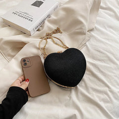 Evening Bags Chain Rhinestone Shoulder Bag Heart Small Crossbody Bags