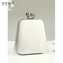 Evening Leather Clutch Purse with Chain Sling Shoulder Strap