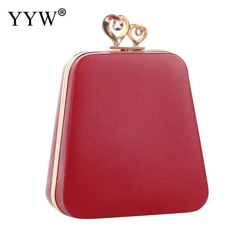 Evening Leather Clutch Purse with Chain Sling Shoulder Strap