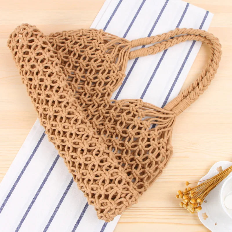 Straw Woven Shoulder Hobo Net Purses Beach Travel Handbag Women Summer Shopper