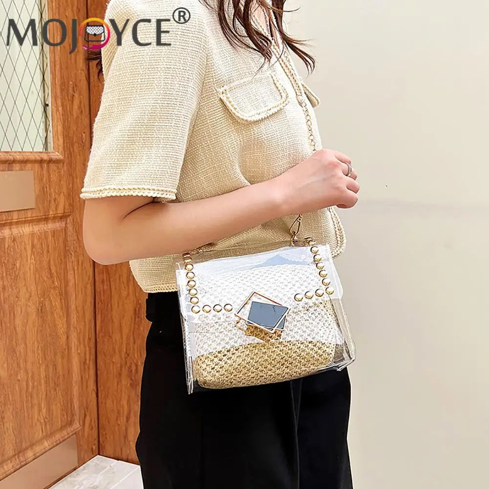 Women Straw Messenger Bag Beach Rattan Crossbody Bag