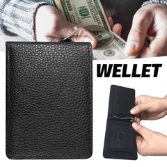 Minimalist PU Leather Bifold Wallet for Traveling Camping Walking