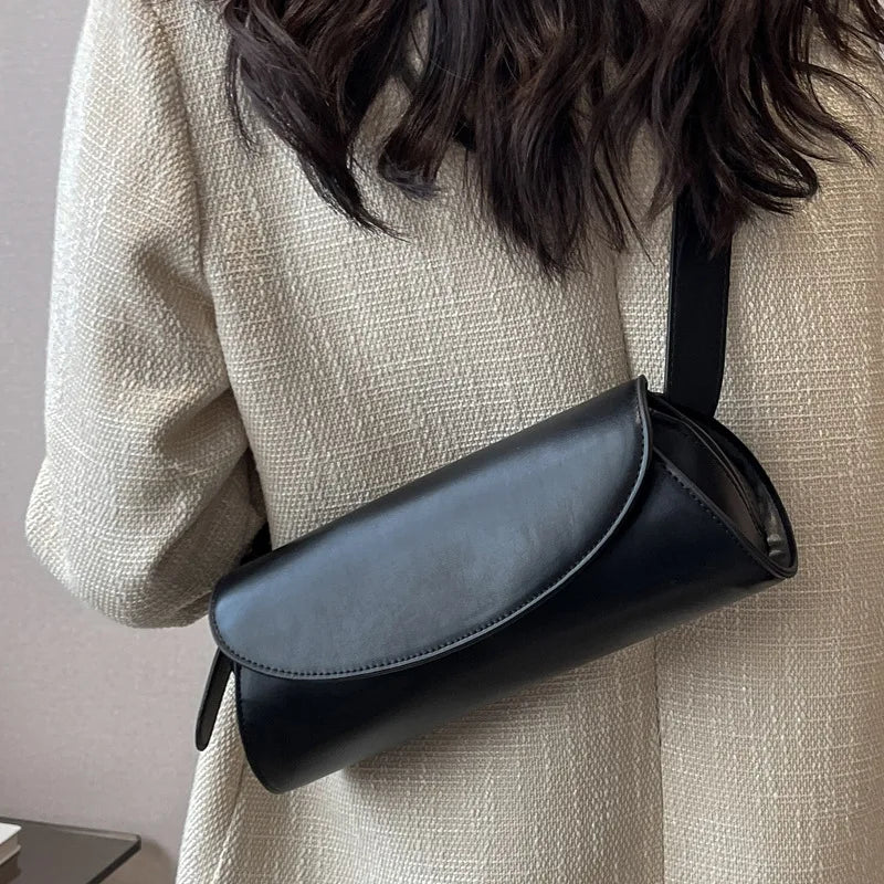 Women's Wide Shoulder Strap Leather Chest Bag