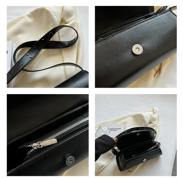 Women's Wide Shoulder Strap Leather Chest Bag