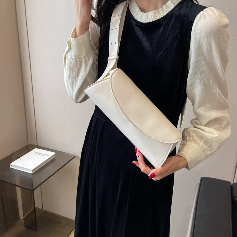 Women's Wide Shoulder Strap Leather Chest Bag