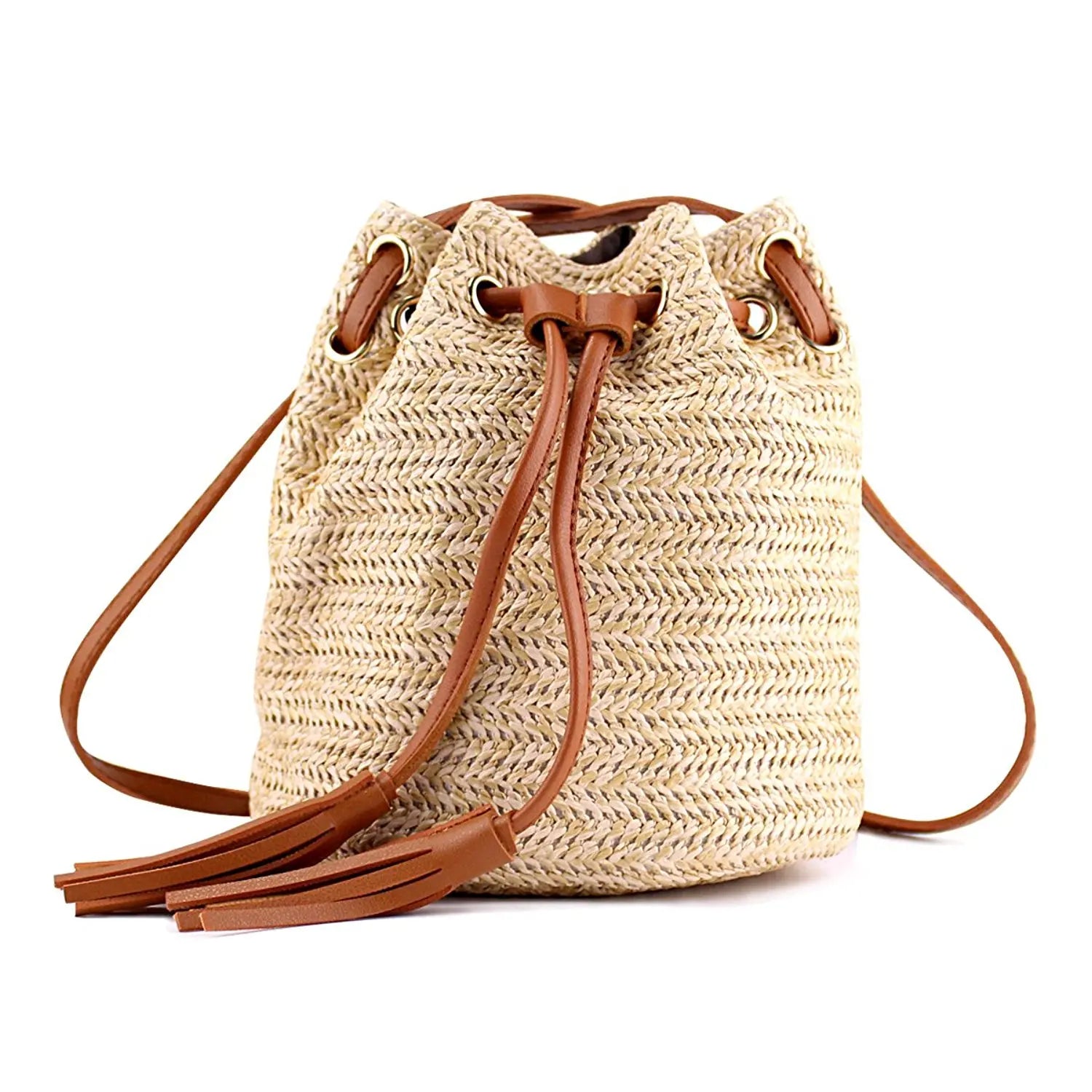 FGGS Summer Beach Bag Tassels Crossbody Bag Women Weaving