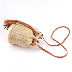 FGGS Summer Beach Bag Tassels Crossbody Bag Women Weaving