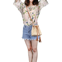 FGGS Summer Beach Bag Tassels Crossbody Bag Women Weaving