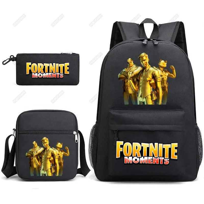 Canvas 3D Pattern School Bag Set for Women Men
