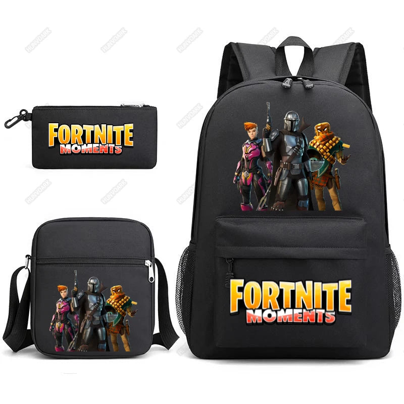 Canvas 3D Pattern School Bag Set for Women Men