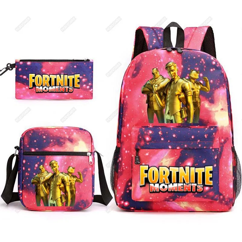 Canvas 3D Pattern School Bag Set for Women Men