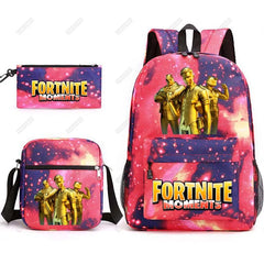 Canvas 3D Pattern School Bag Set for Women Men