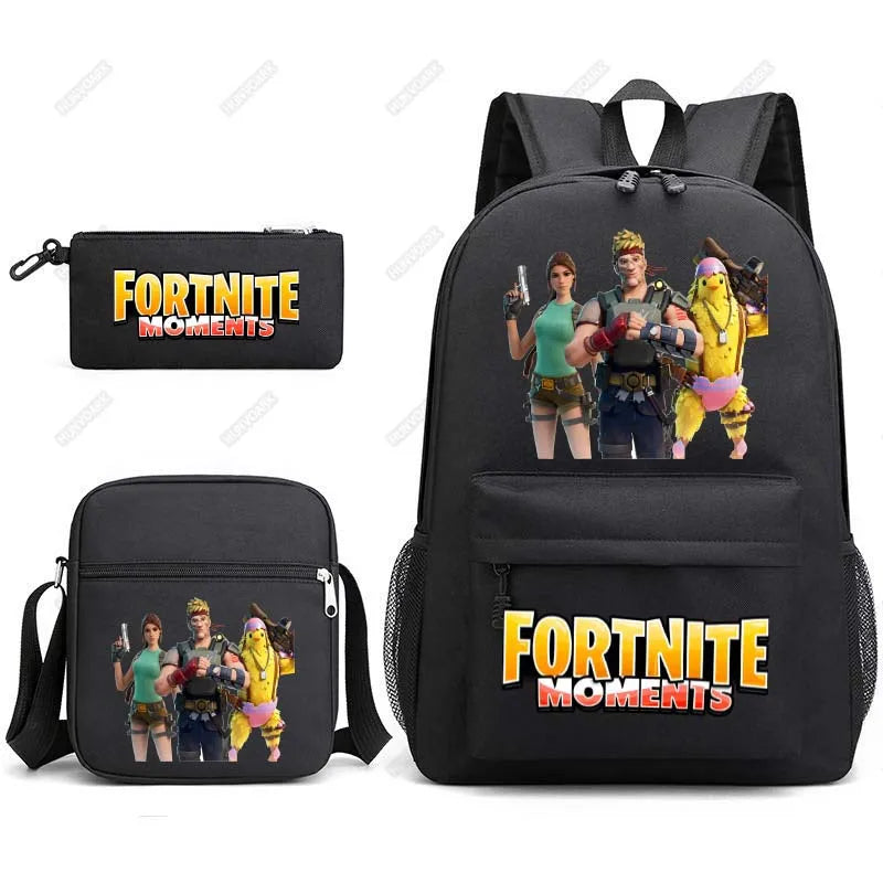 3Pcs/set Casual Canvas Backpack Book Bags for Teens