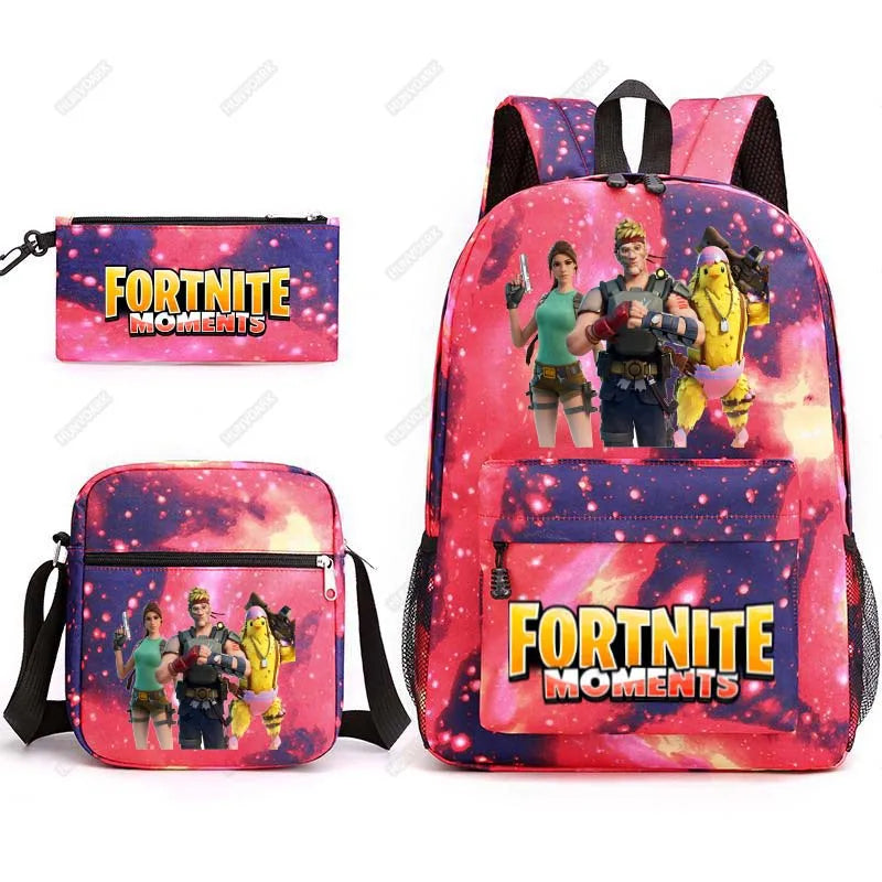 3Pcs/set Casual Canvas Backpack Book Bags for Teens