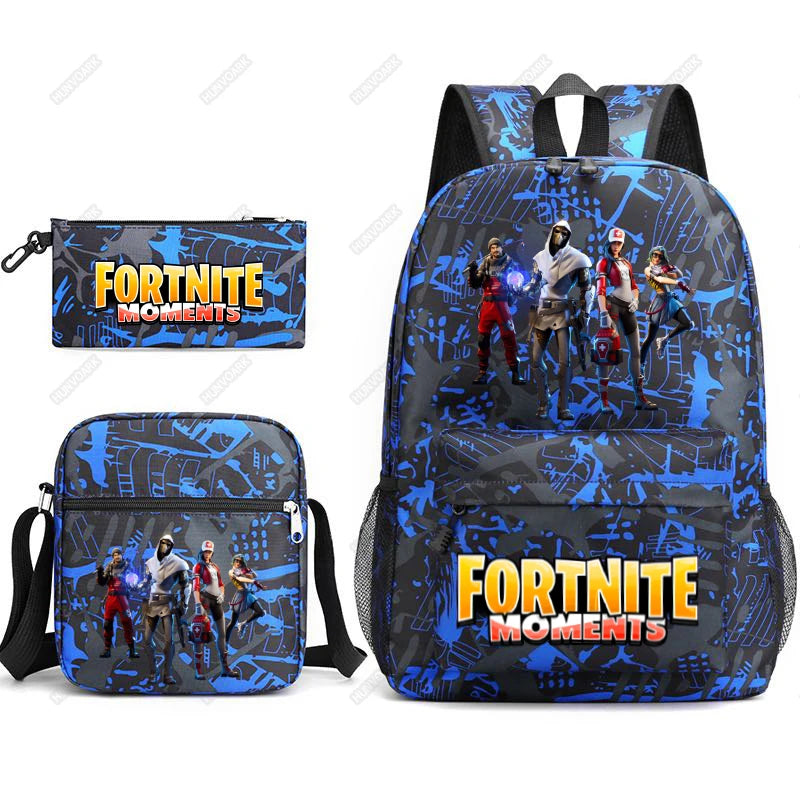 3Pcs/set Casual Canvas Backpack Book Bags for Teens