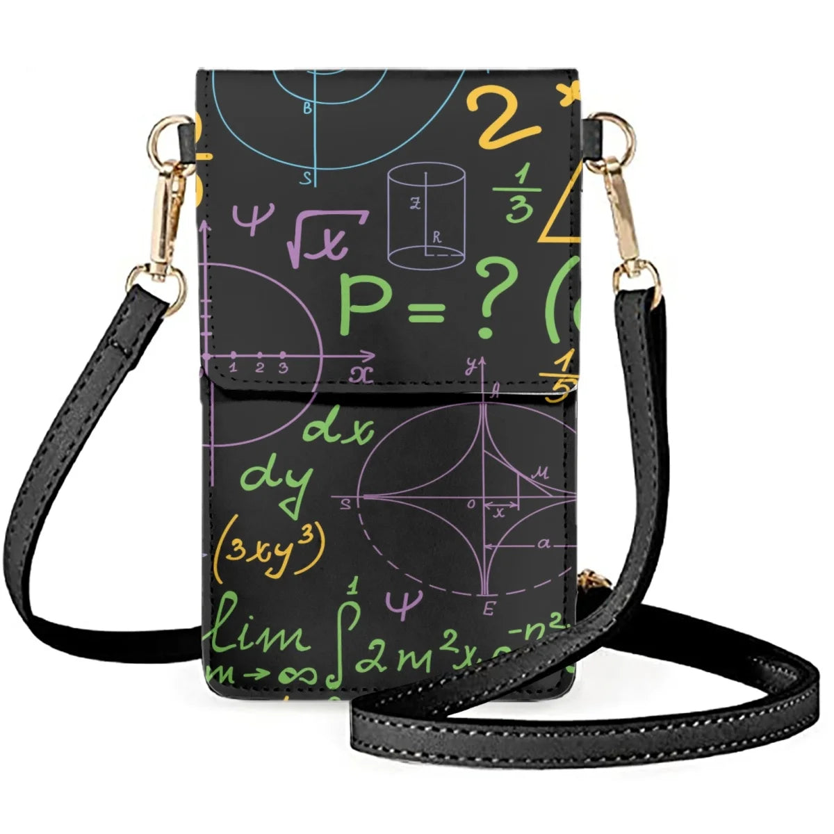 Classic Shoulder Bag with Mathematical Formula Print