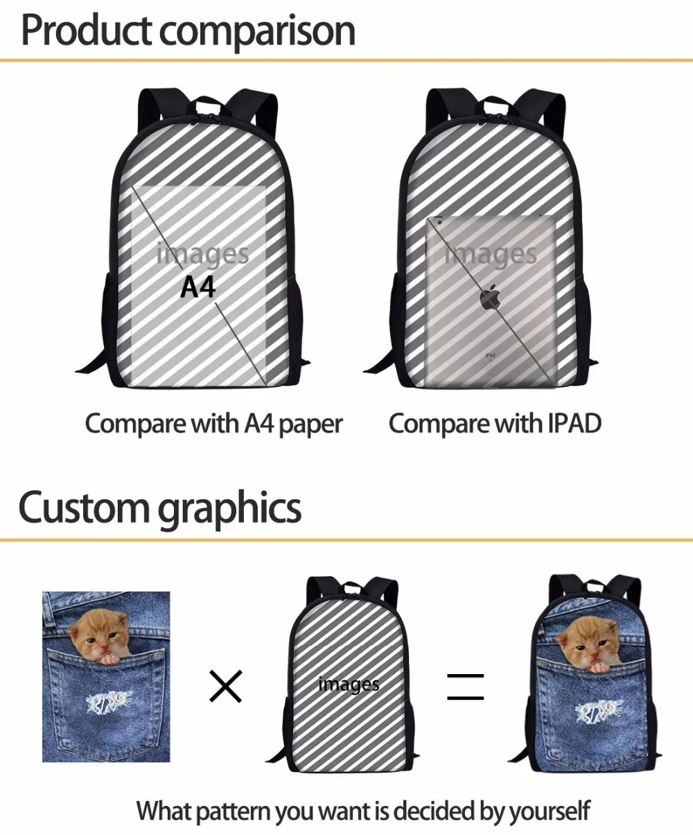 Embroidered Animal Print Travel Backpack for Women Girls Kids