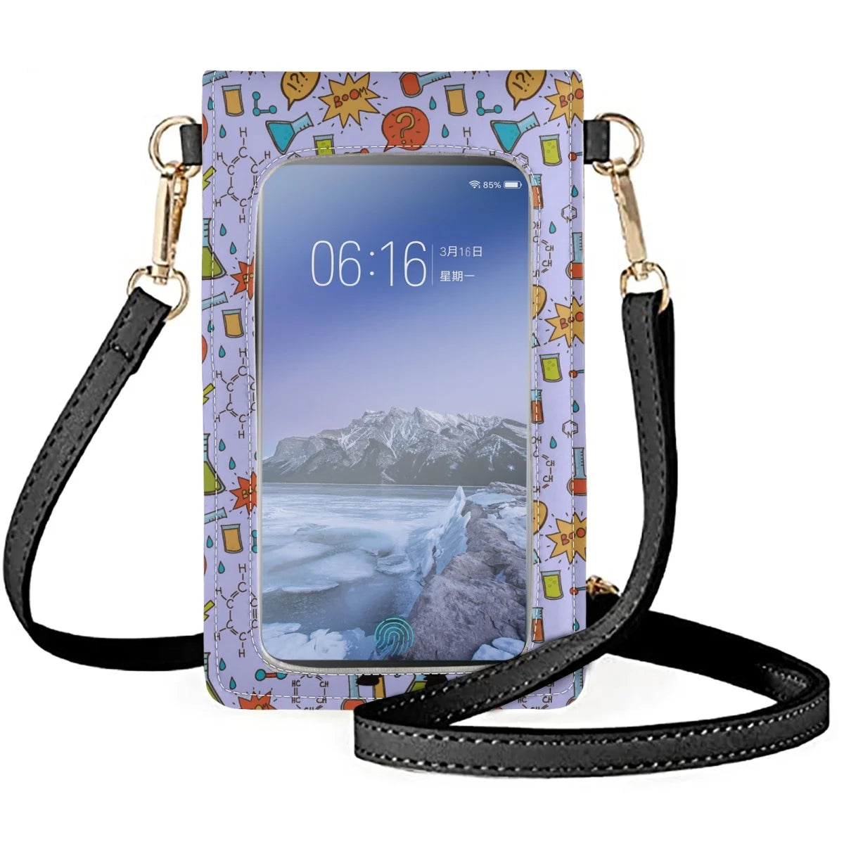 Diagonal Mobile Phone Bag Cartoon Chemical Experiment Doctor Shoulder Bags