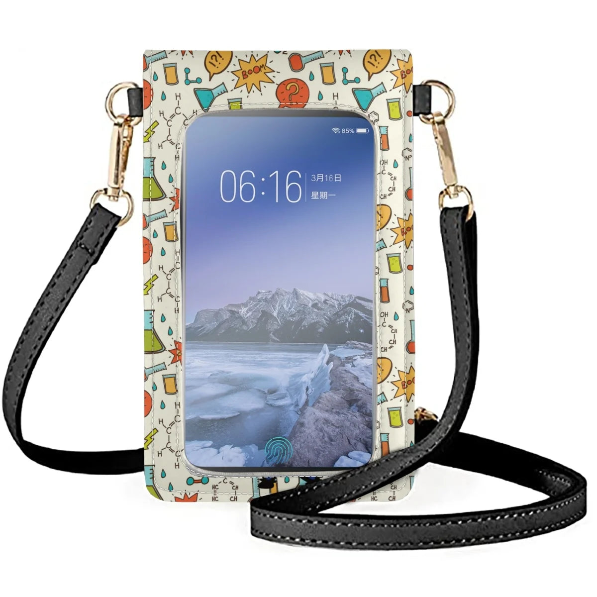 Diagonal Mobile Phone Bag Cartoon Chemical Experiment Doctor Shoulder Bags