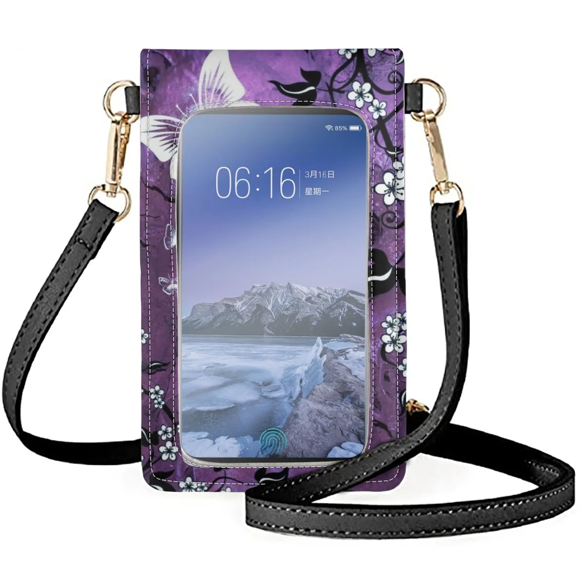 Colorful Butterfly Women's Phone Case Makeup Bag Handbag