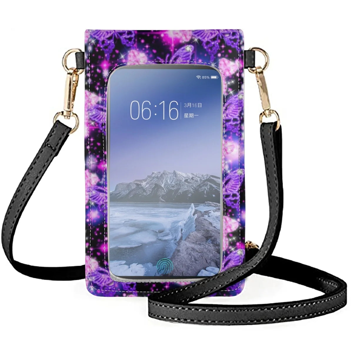 Colorful Butterfly Women's Phone Case Makeup Bag Handbag