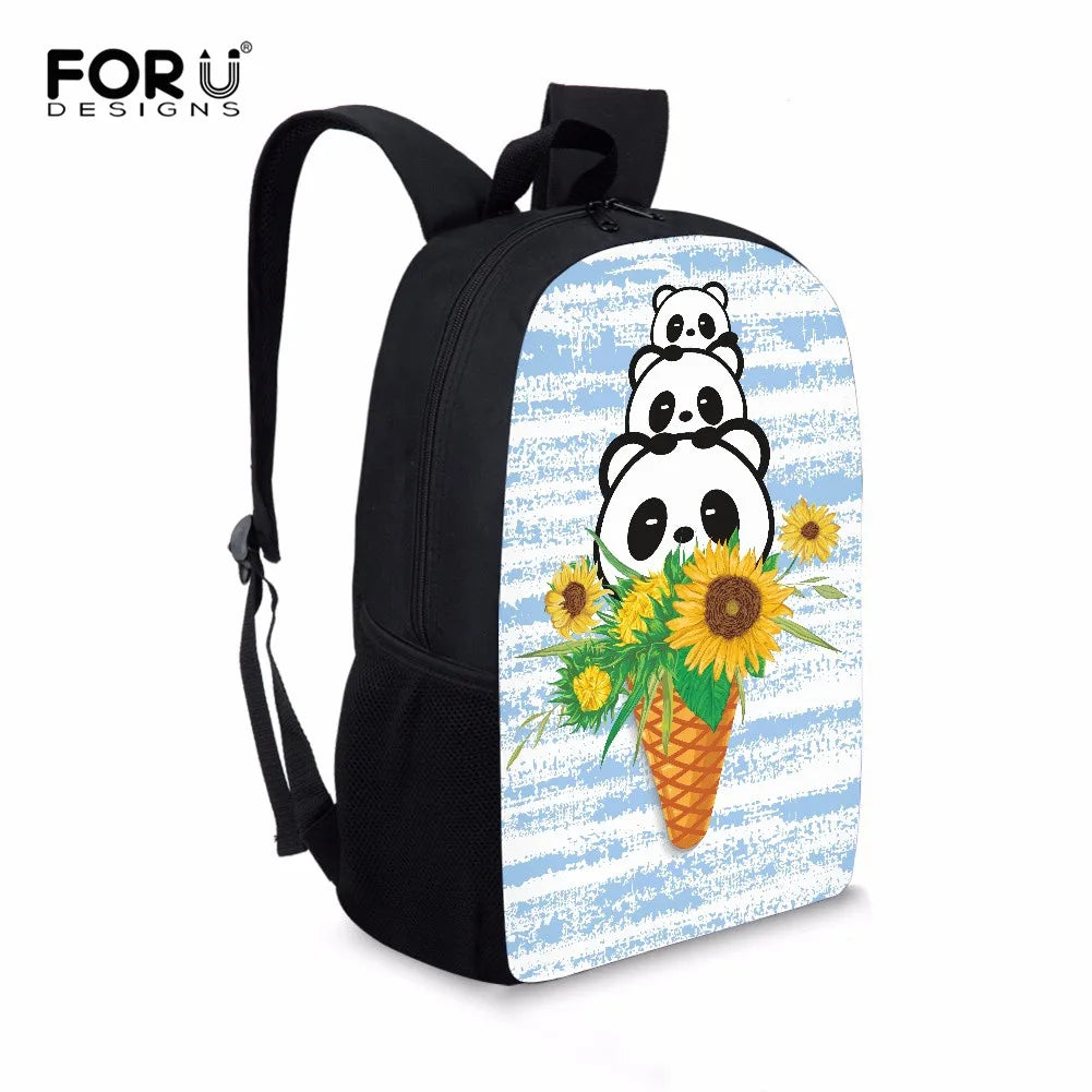 Cartoon Panda 16 Inch School Shoulder Bag Lightweight Backpack