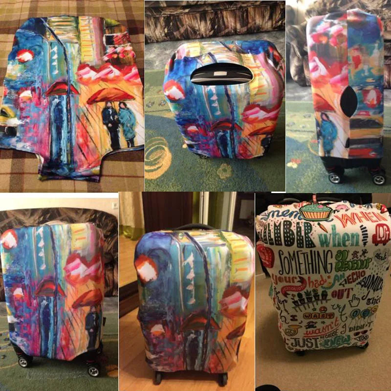 Waterproof Stretch Checked Luggage Cover Reindeer and Flower Print