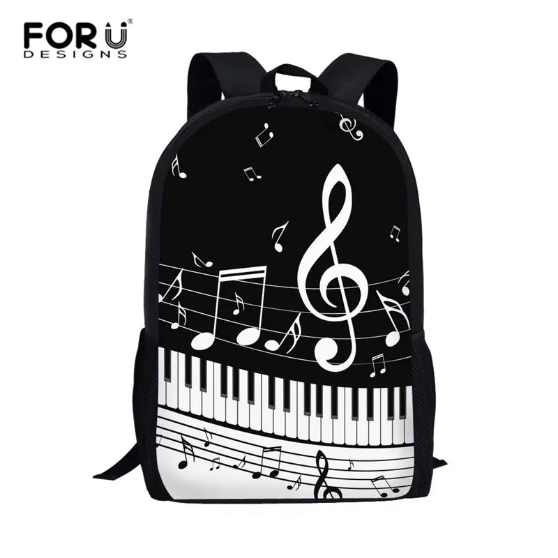 Piano Music Note Print Women Backpack