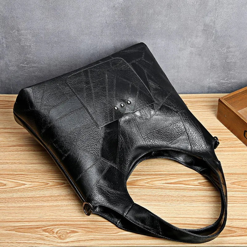 Retro Vintage Tote Bag Rivets Shoulder Bag Classic Crossbody Handbag