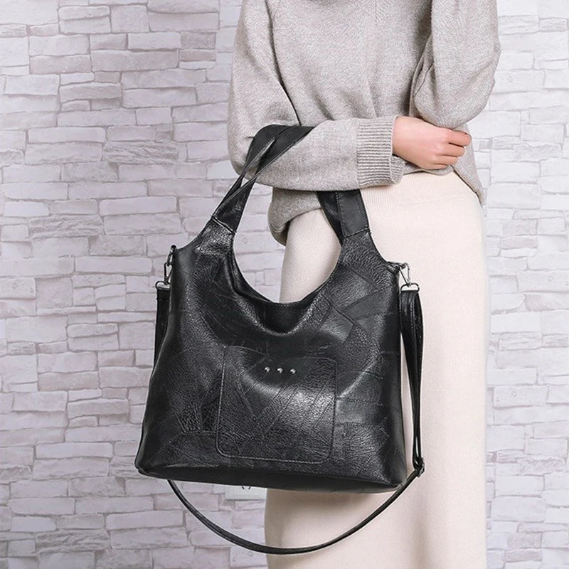 Retro Vintage Tote Bag Rivets Shoulder Bag Classic Crossbody Handbag