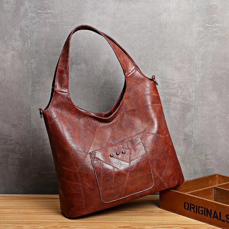Retro Vintage Tote Bag Rivets Shoulder Bag Classic Crossbody Handbag