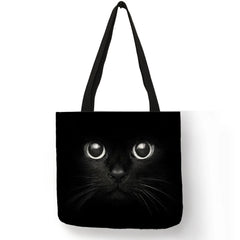 Cat Print Fabric Foldable Shopping Bag for Women
