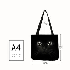Cat Print Fabric Foldable Shopping Bag for Women