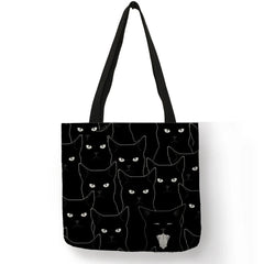 Cat Print Fabric Foldable Shopping Bag for Women